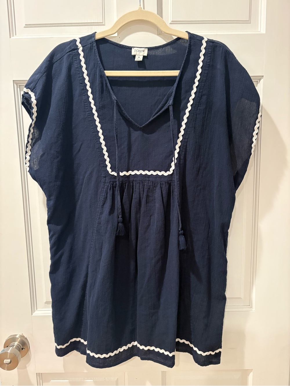 J. Crew Navy Cover Up with White RicRac